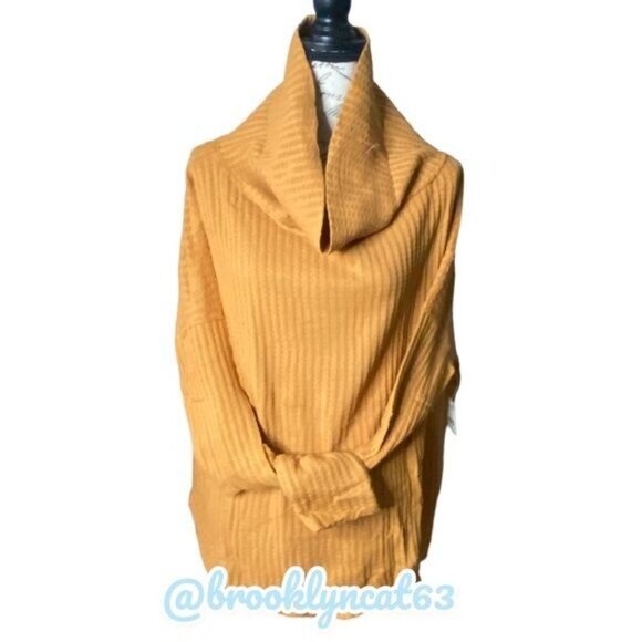 Free People Juicy Sweater Long Sleeve Cowl Neck Gold Harvest Moon S - Picture 4 of 15